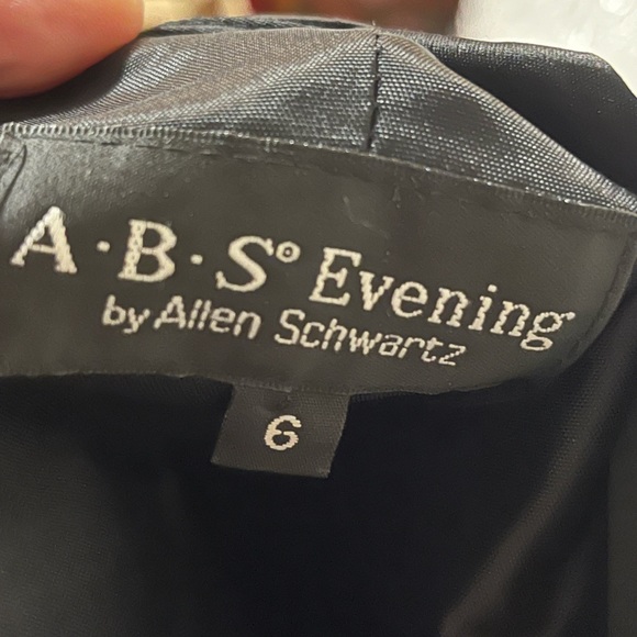 ABS Evening by Allen Swartz Black Chiffon and Satin Feel Vintage Style Dress - Picture 11 of 15